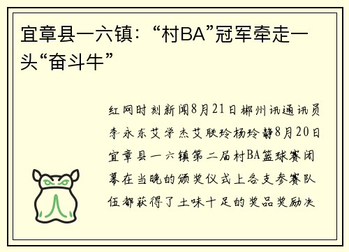 宜章县一六镇:“村BA”冠军牵走一头“奋斗牛” 宜章县一六镇:“村BA”冠军牵走一头“奋斗牛”